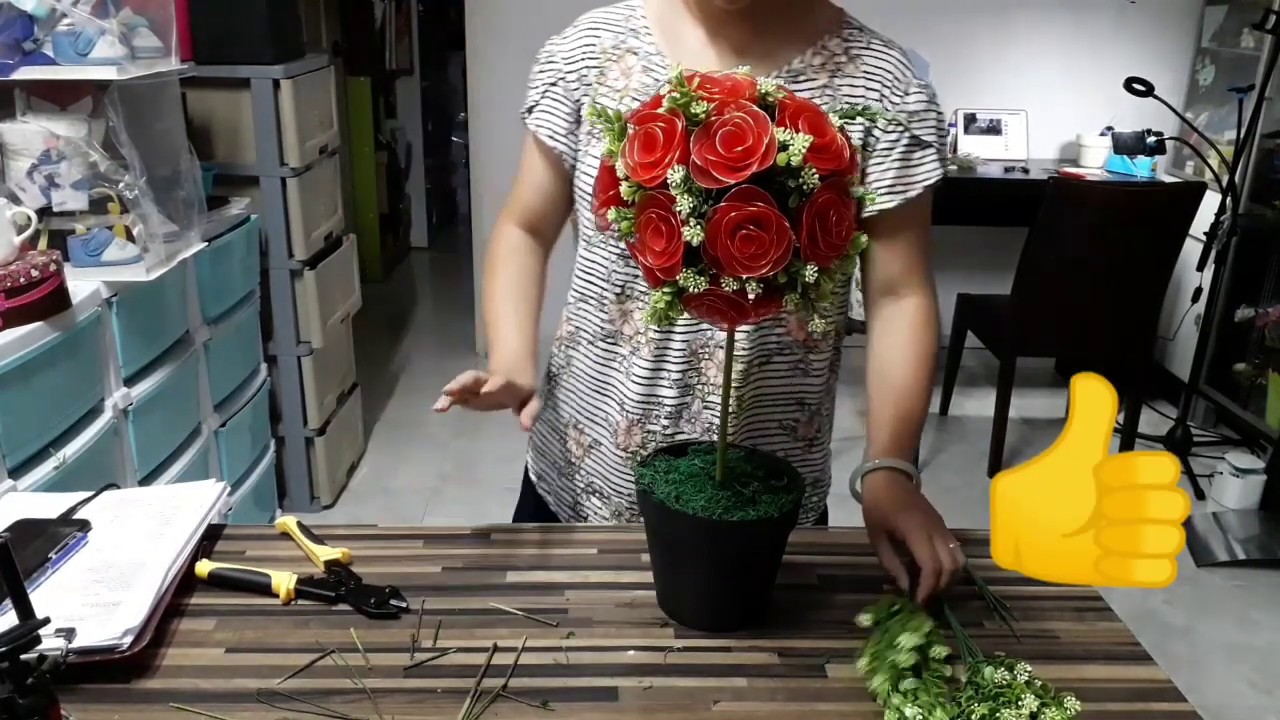 DIY nylon stocking flower | Rose Topiary | Huamama