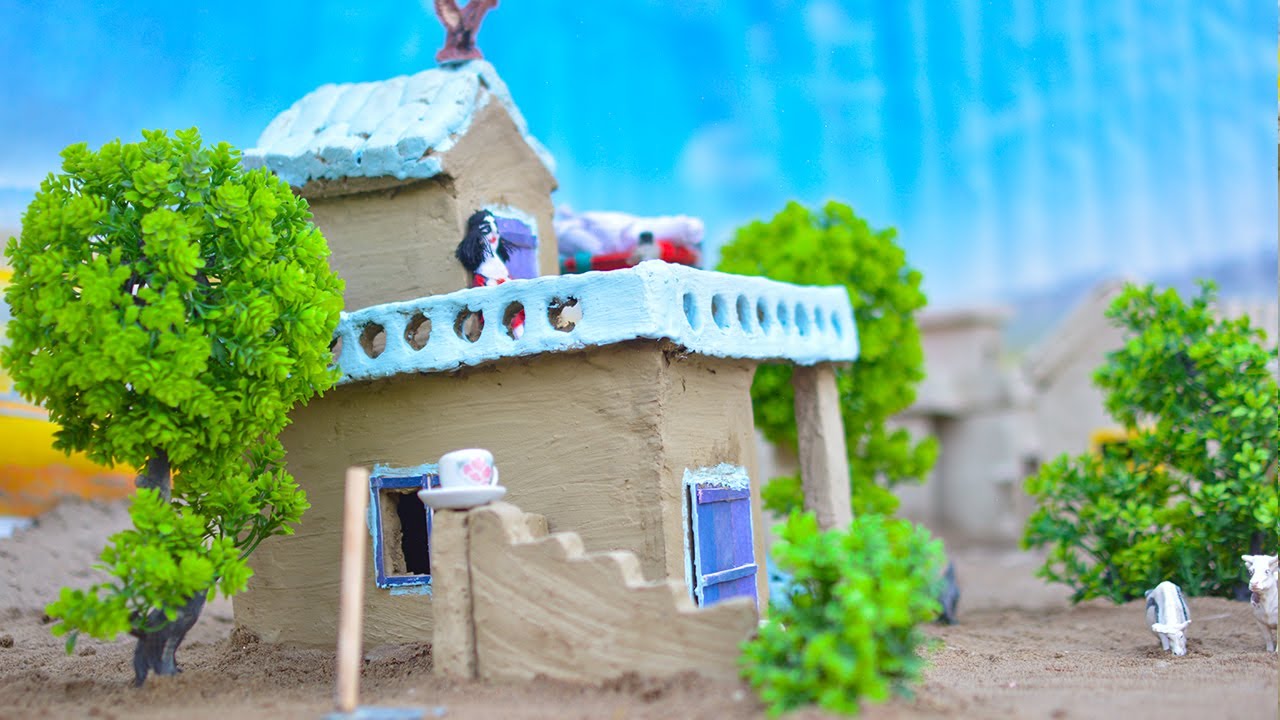 Making a Traditional Village House Model | Miniature Mud Clay House