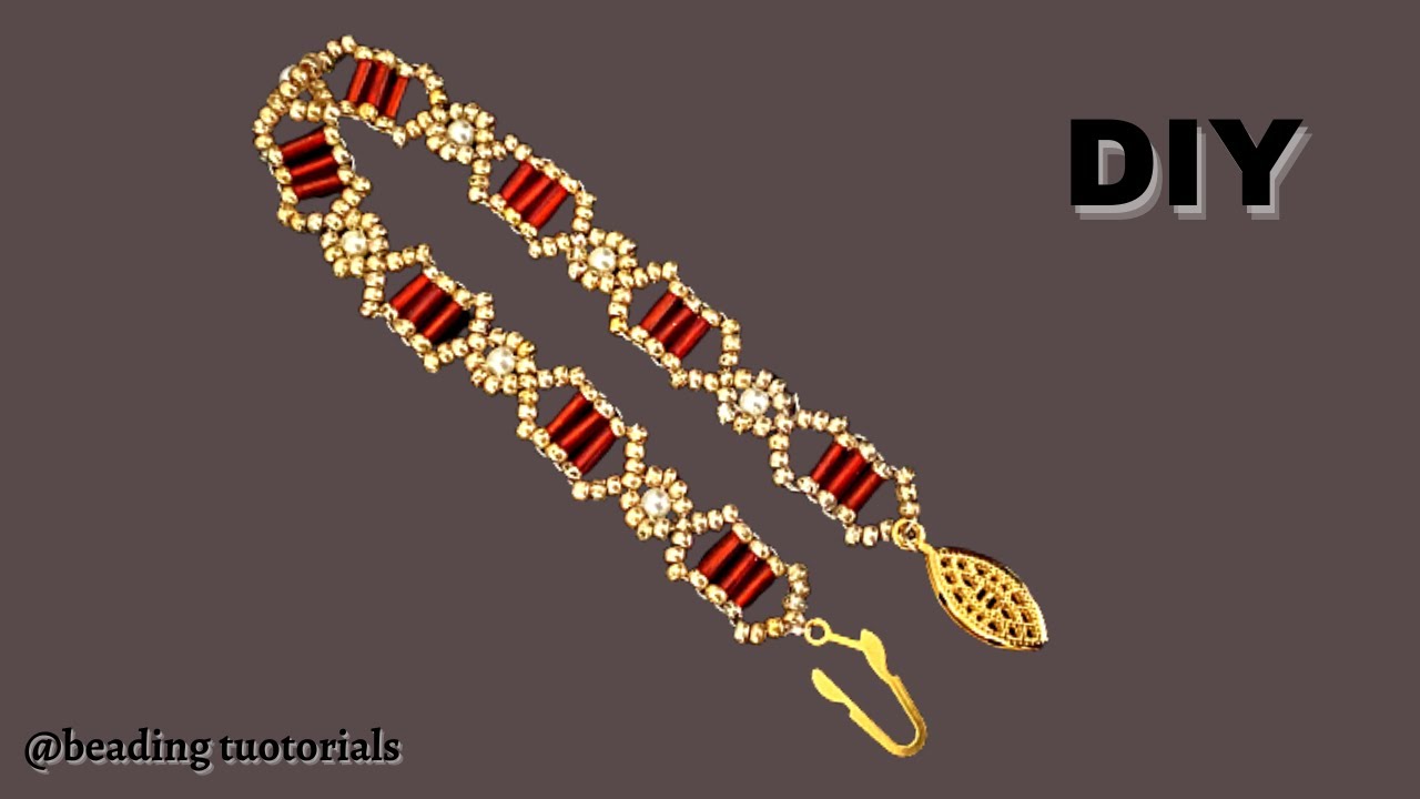 How to make a bracelet with bugle beads and seed beads. Beading tutorial