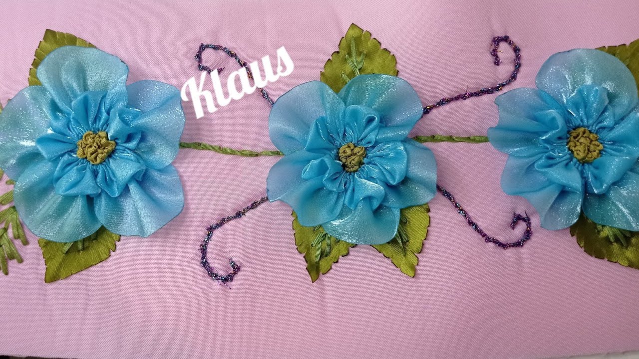 # 220 FLOR TORNASOL DE TELA C/ DISEÑO (RIBBON FLOWERS HOW TO MAKE FLOWERS)