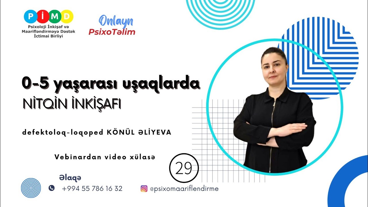 Onlayn Təlim 29: 0-5 yaşarası uşaqlarda NİTQİN İNKİŞAFI, defektoloq-loqoped KÖNÜL ƏLİYEVA