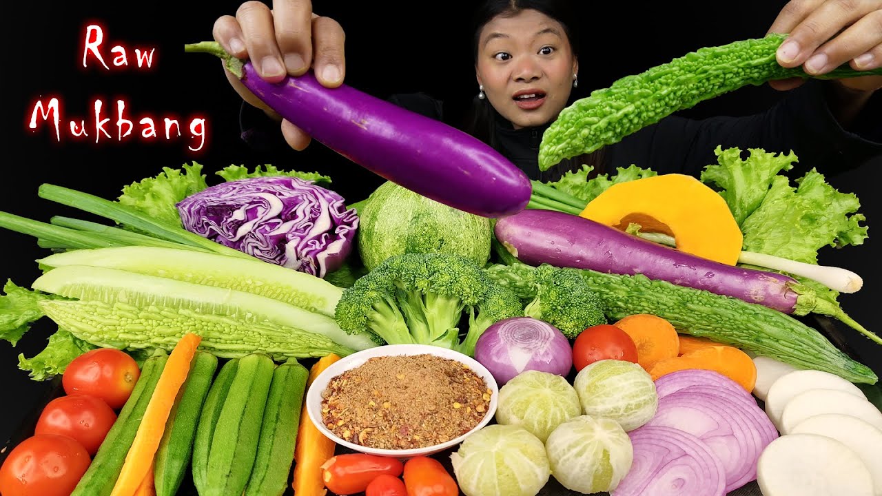Raw Food Mukbang, Eating Sour Lemon😵 Bitter Gourd, Brinjal, Zucchini, Broccoli🤩 Nepali Eating Show
