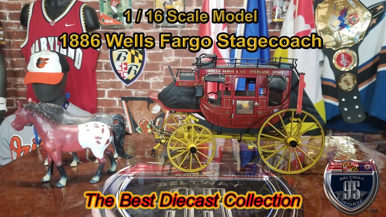 My 1/16 Scale Model 1886 Franklin Mint Wells Fargo Stagecoach diecast with Horses. My full review