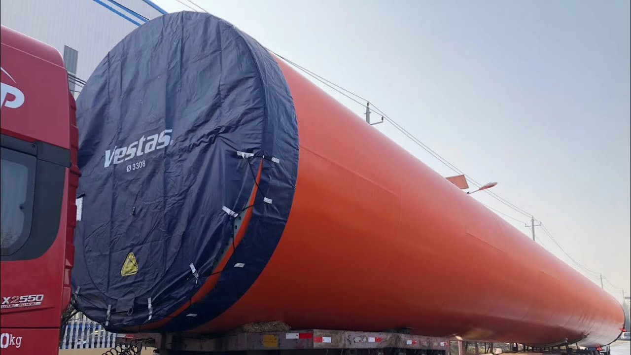 Manufacturing of wind turbine tower in China, Qingdao: Steel tower producing