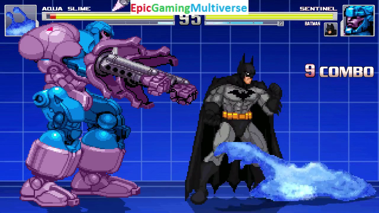 Aqua Slime VS Batman The Superhero And The Sentinel In A MUGEN Match / Battle / Fight