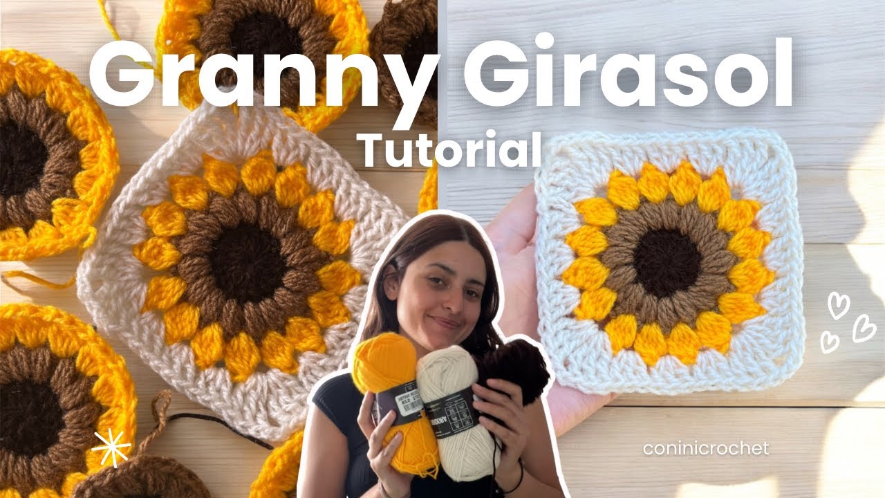 GRANNY de GIRASOL a crochet | Tutorial paso a paso | Conini Crochet