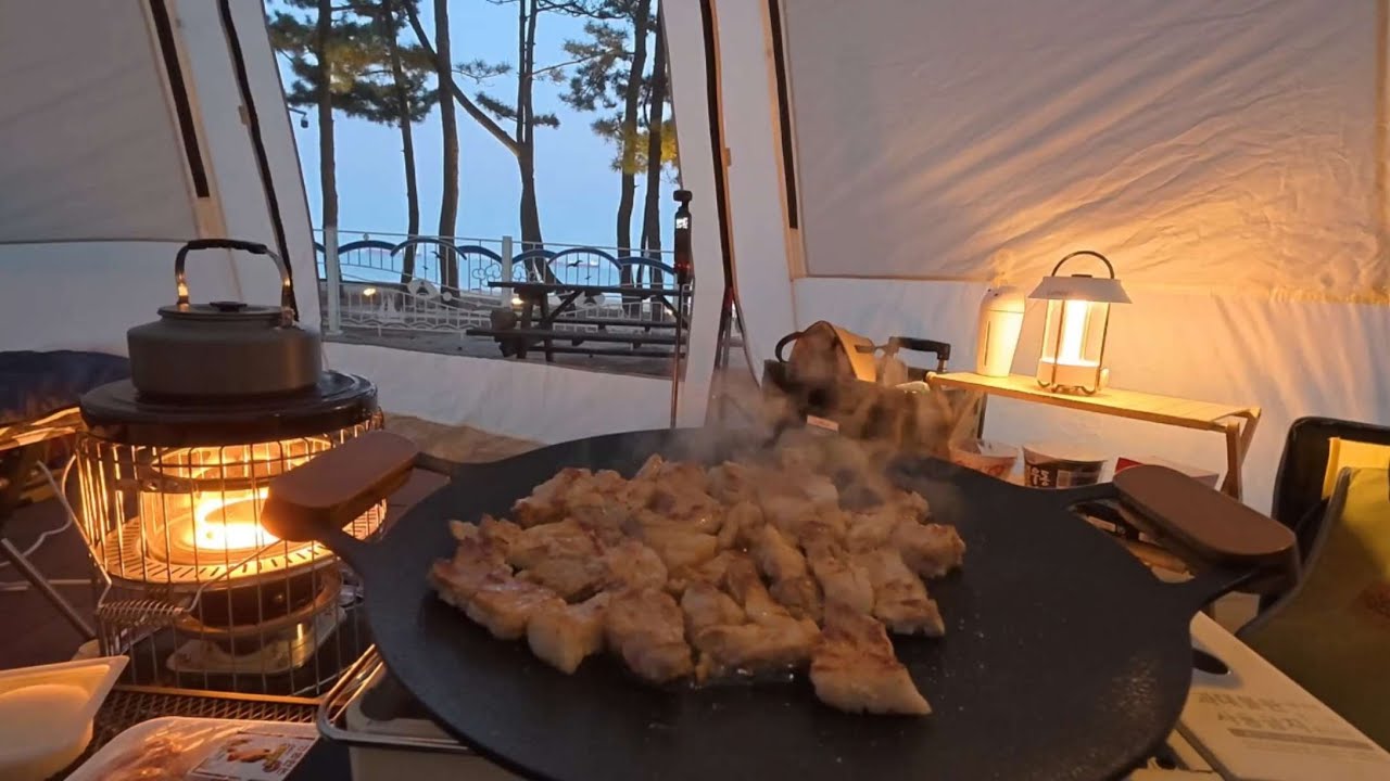 [VLOG] 울주해양레포츠센터 캠핑🏕️ | 동계캠핑🔥 | 진하해수욕장 | 메이크씨 기장본점 | With Model Y | Juniper RWD