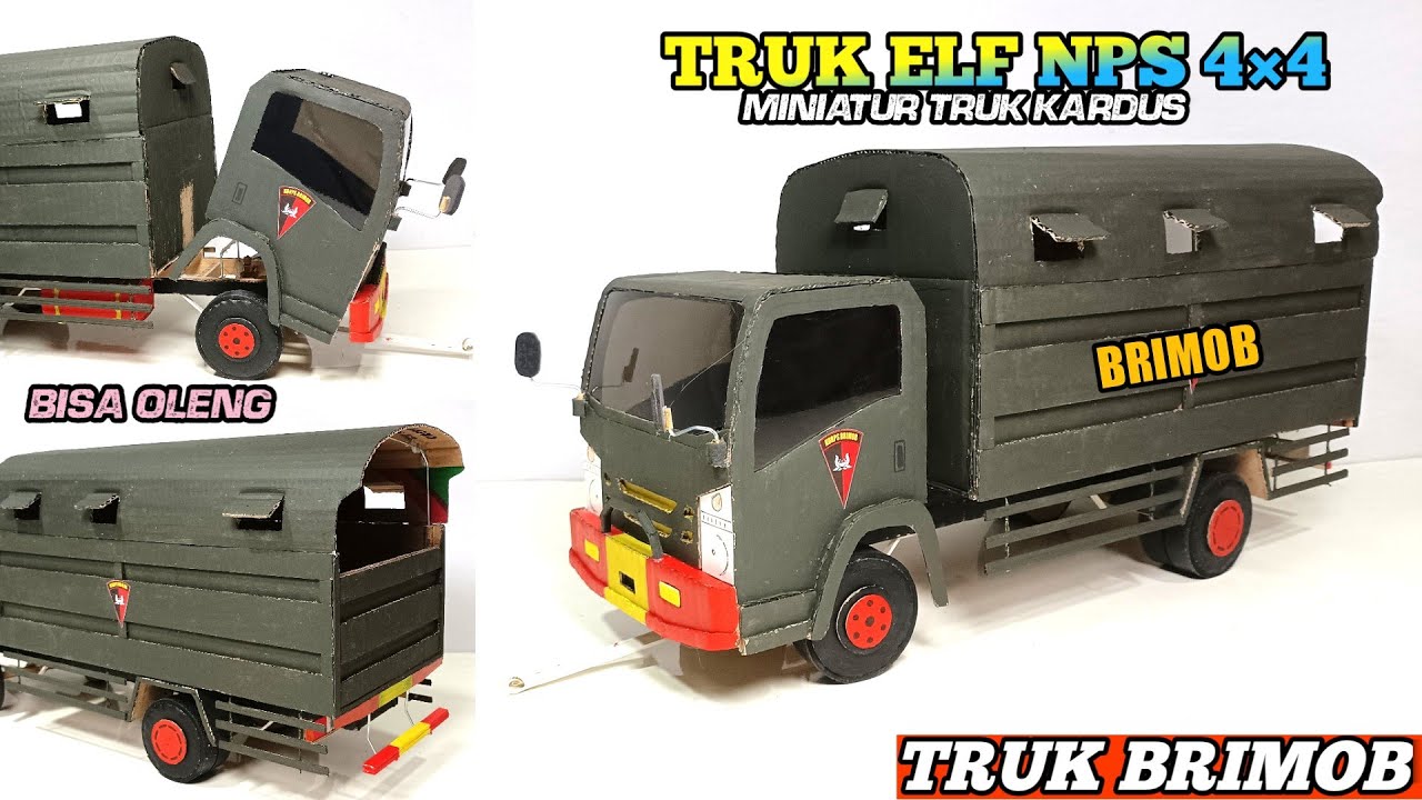 MEMBUAT MINIATUR TRUK ELF NPS TRUK POLISI 👮BRIMOB DARI KARDUS || FULL DETAIL