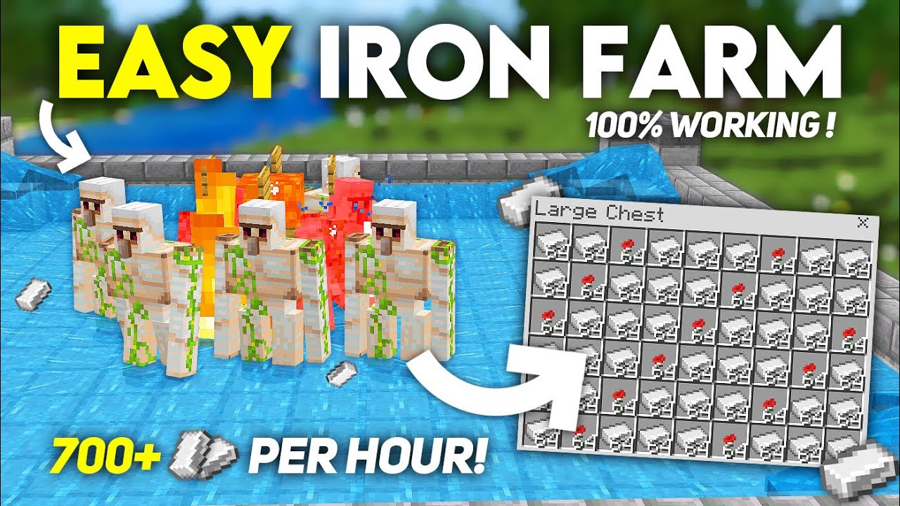MOST EFFICIENT IRON FARM in 1.21 Minecraft Bedrock!