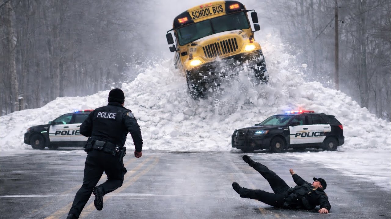 School Buses vs Black Ice &ndash; Craziest Moments Caught on Camera