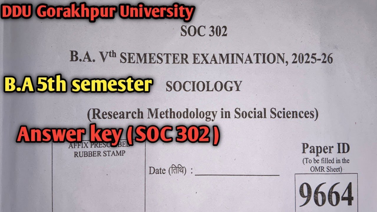 SOC 302 Answer key B.A 5th semester || Sociology paper ID 9664 || #sociology #soc302 #ba5thsemester