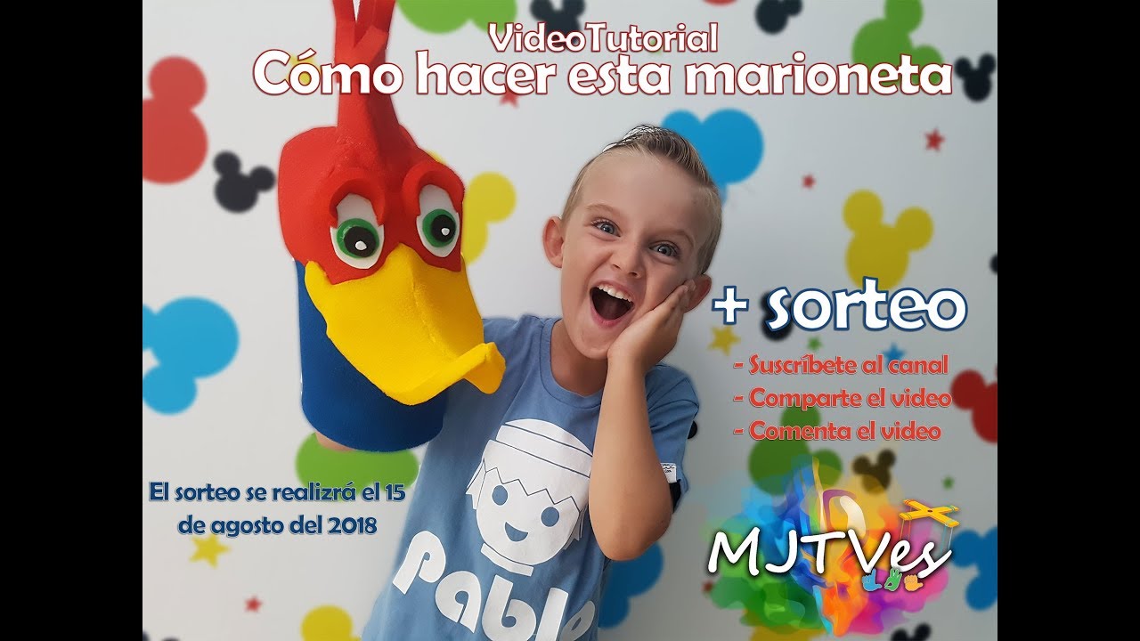 Cómo hacer una Marioneta PUPPETS (títeres) fácil con patrones, Pájaro Loco "CRAZY BIRD"