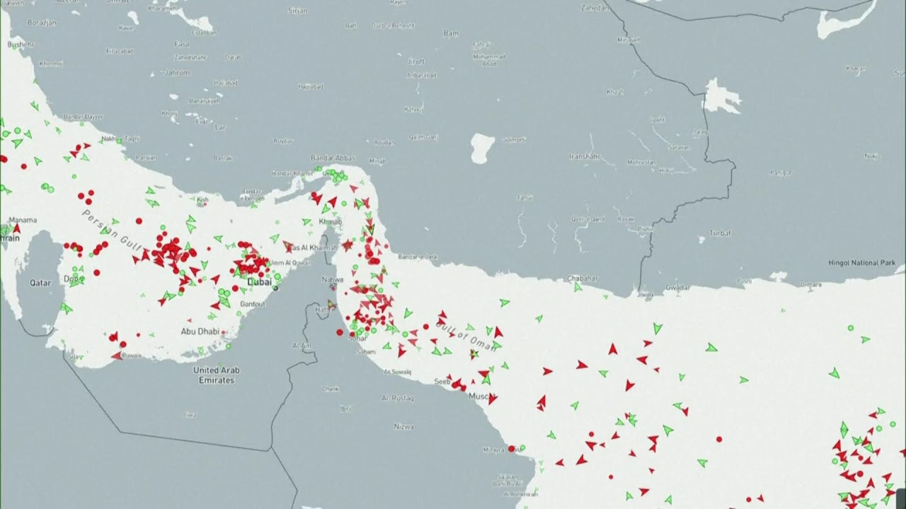 Live ship tracking map showing the Strait of Hormuz