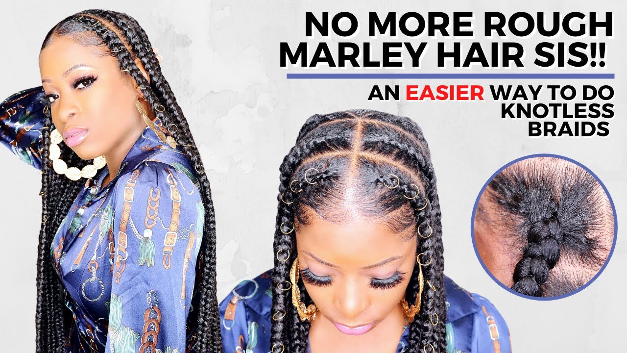 BEST MARLEY HAIR HANDS DOWN!! KNOTLESS BRAIDS WITH FEED INS
