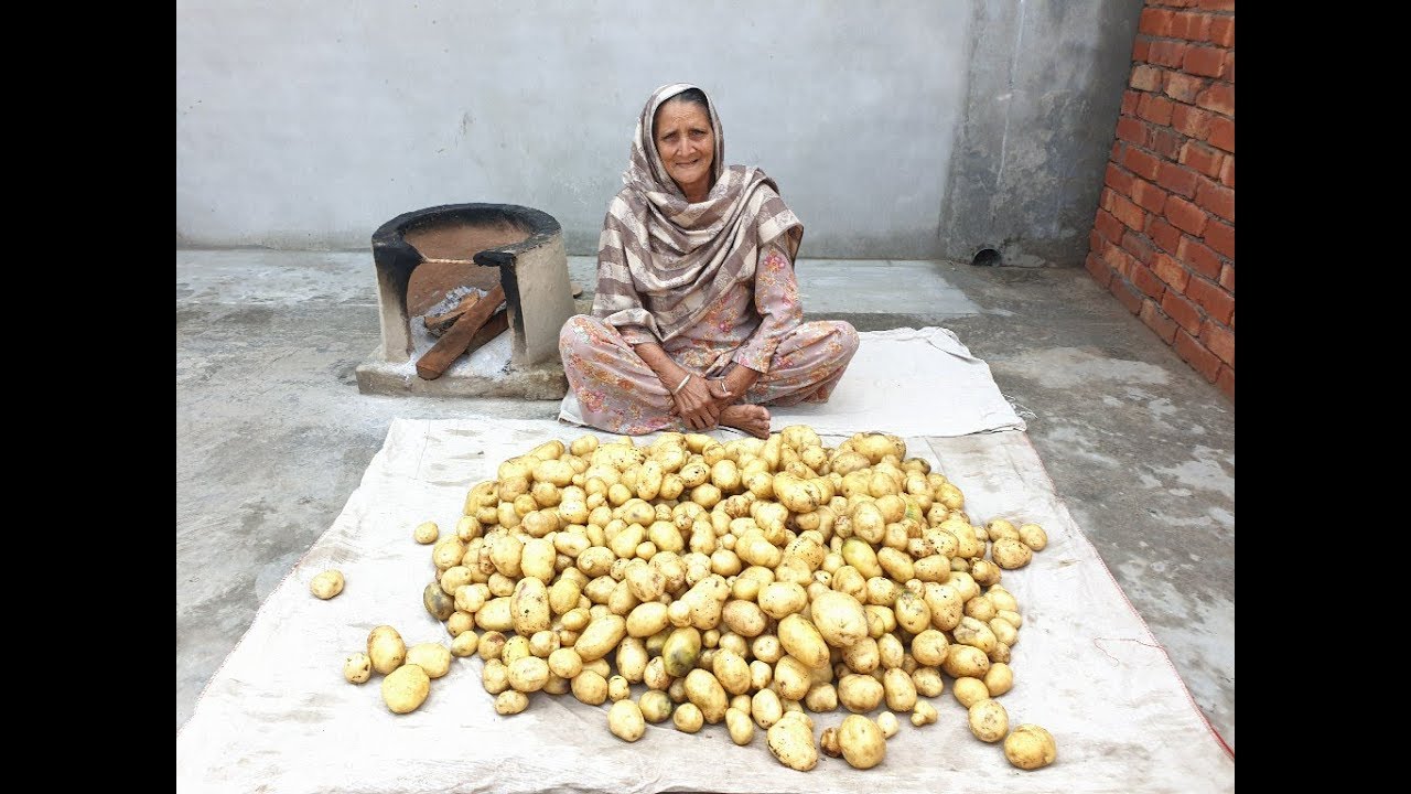 POTATO WEDGES !!! prepared by GRANDMA | veg village food | recipe