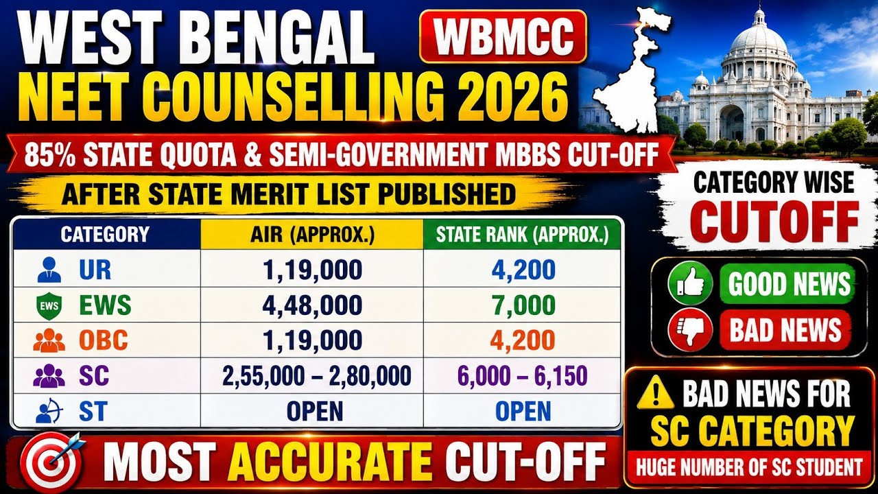 NEET UPDATE 🔥W.B. NEET Counselling | State Quota Cut Off in Private after Merit list for R1 #neet