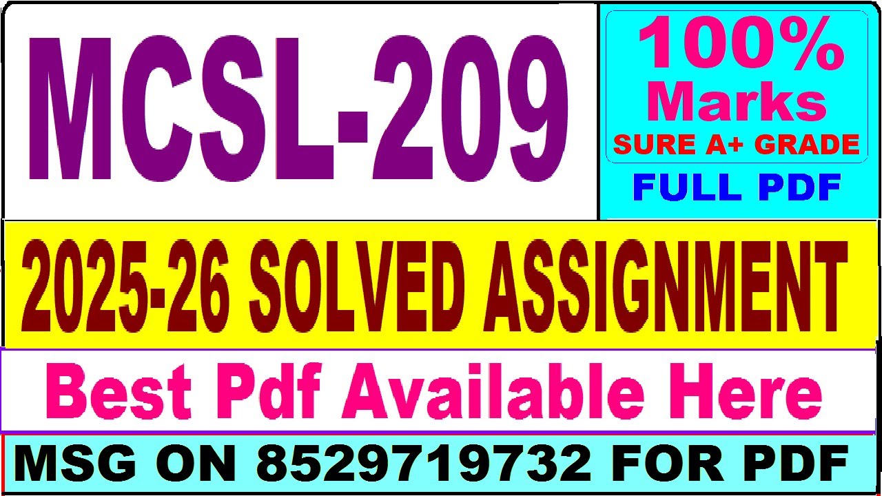 MCSL 209 solved assignment 2025-26 || mcsl 209 solved assignment 2026 in English || ignou mcsl209