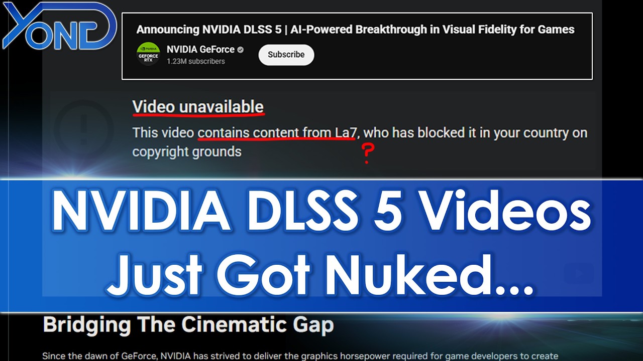 YouTube позволяет нарушителям авторских прав блокировать видео с поддержкой NVIDIA DLSS 5...