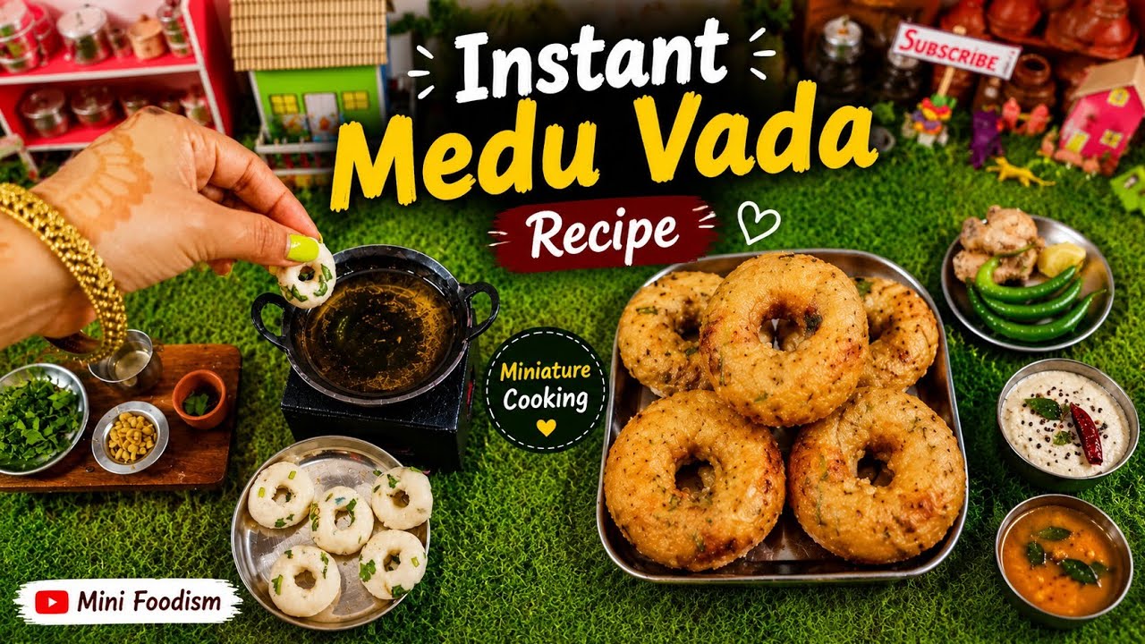 Mini Medu Vada | Crispy Instant Vada | Real Mini Cooking!