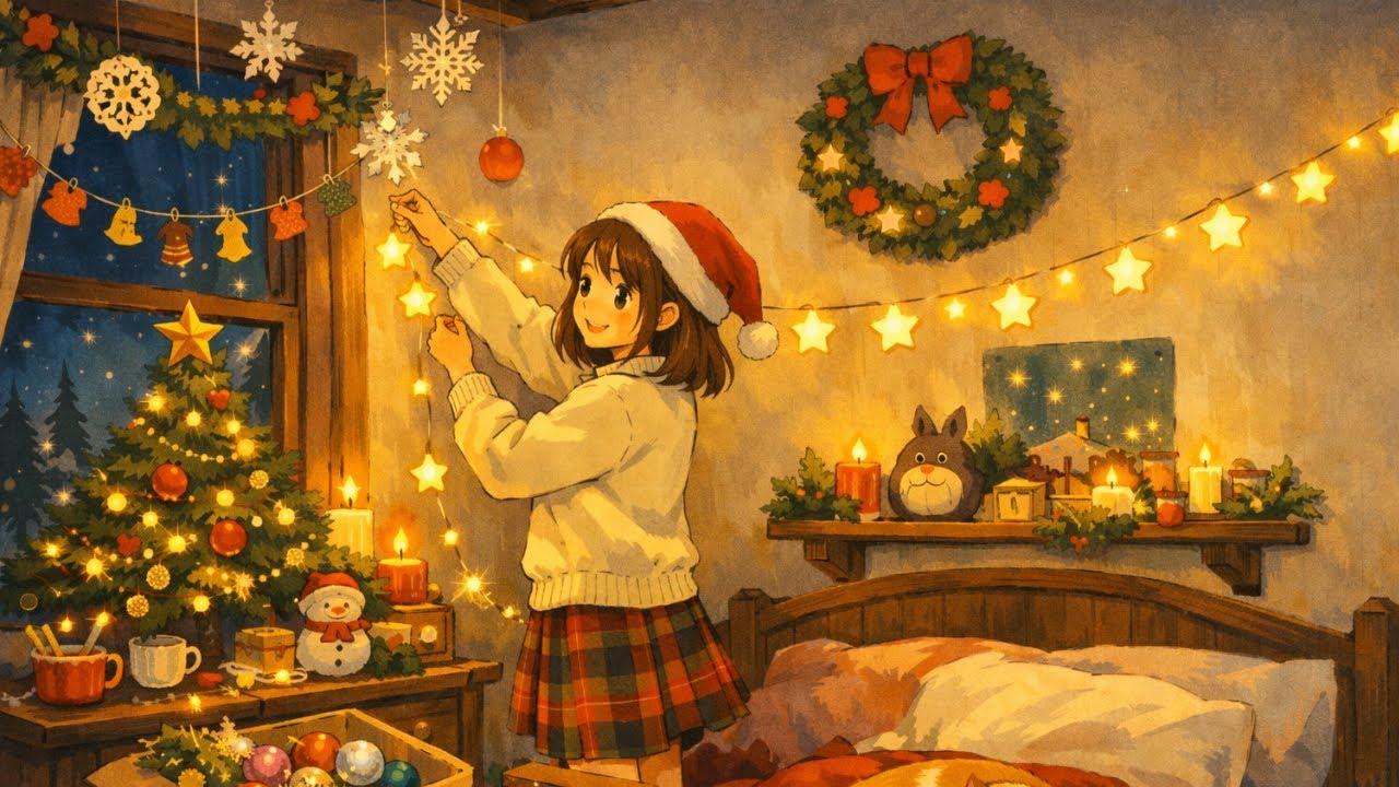 A Cozy Ghibli Christmas 🎄 | Peaceful Room Decoration