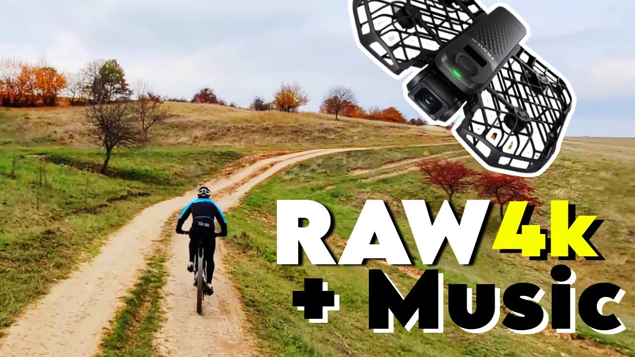 4K - Raw HOVERAir X1 PRO Mountain Bike video with Music. Follow mode uphill, flat & downhill