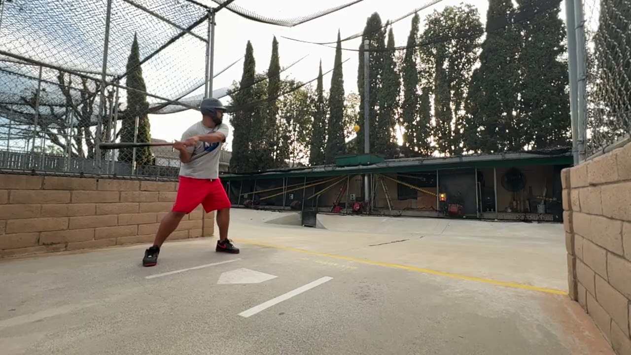 A long slow motion of my hits at the batting cage