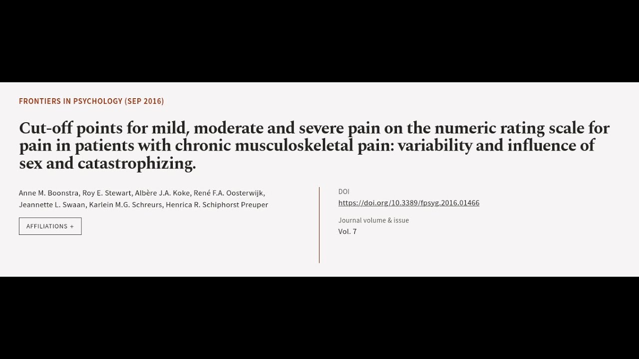 Cut-off points for mild, moderate and severe pain on the numeric rating scale for pai... | RTCL.TV