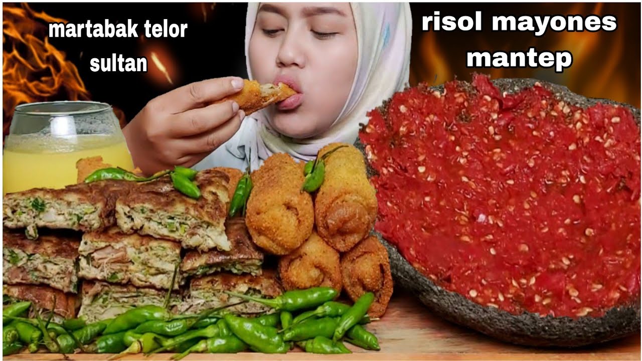 MUKBANG MARTABAK TELUR EXTRA RAWIT SAMBAL COBEK || asmr mukbang indonesia || #asmr