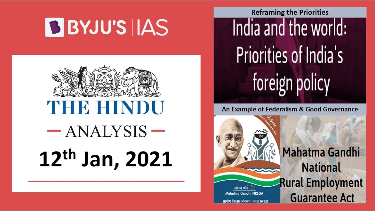 'The Hindu' Analysis for 12th January, 2021. (Current Affairs for UPSC/IAS)