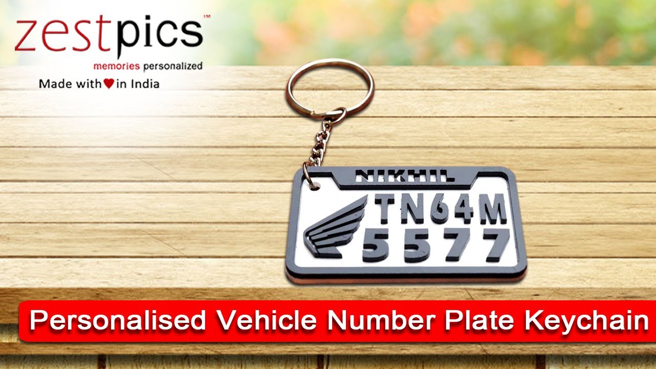 Personalised Vehicle Number Plate Keychain | Zestpics