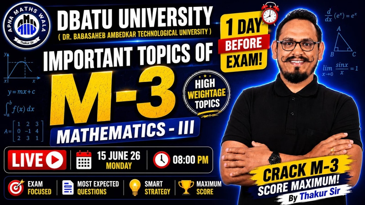 DBATU M3 | IMPORTANT TOPICS | CRASH COURSE | APNA MATHS WALA
