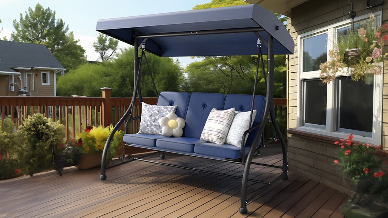 Installation | FUNGYARD 3-Seater Porch Swing Chair Gazebo