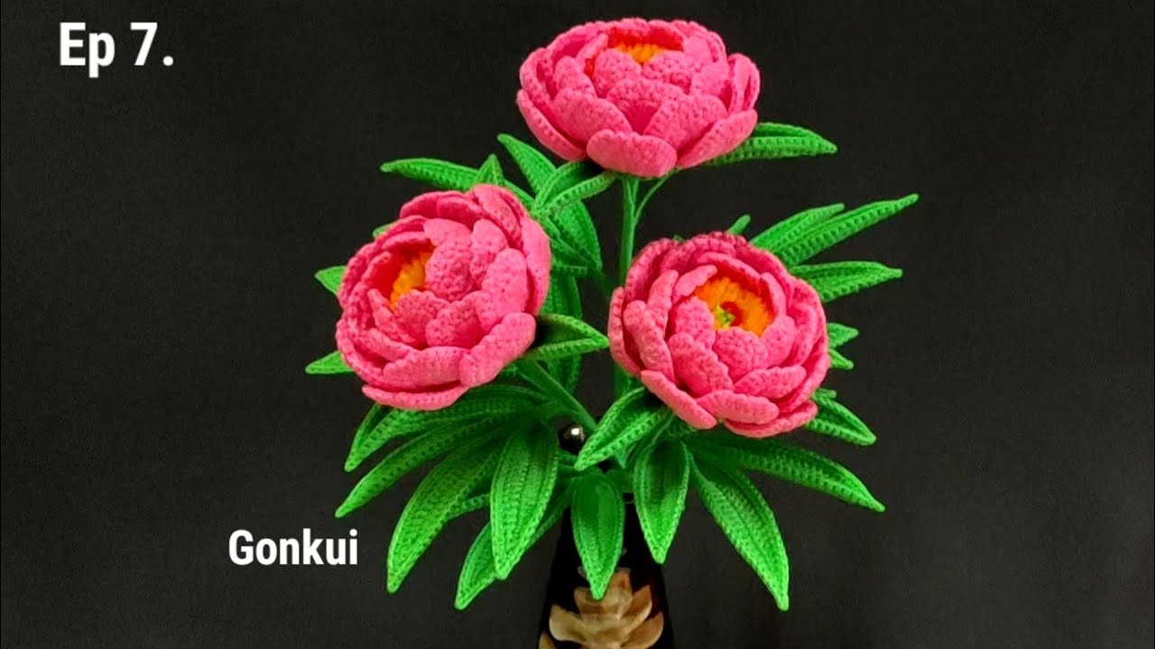 Crochet flower | Crochet Peony flower Ep7.🌿 Leaves B #crochetflower #crochet