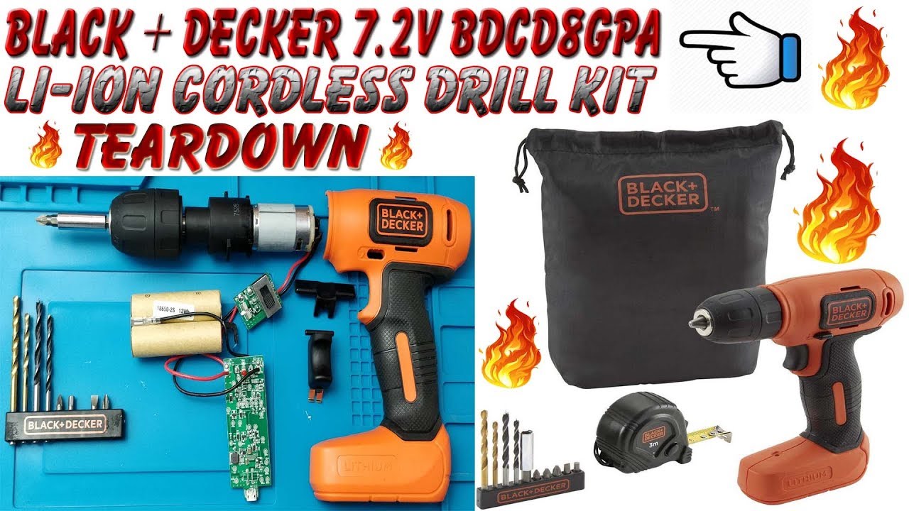 BLACK + DECKER Cordless Drill Plus Screwdriver Kit 7.2V  BDCD8GPA Teardown