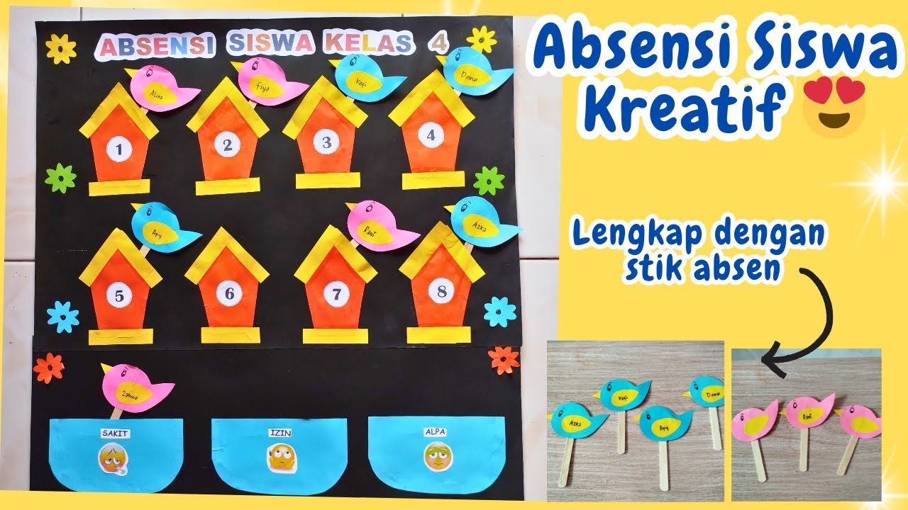 Cara membuat absensi siswa kreatif || DIY membuat hiasan kelas  kreatif