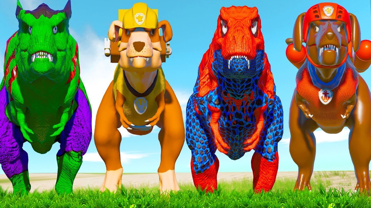 Superheroes Spiderman T-Rex vs Distortus Rex vs All Dinosaurs Fighting Jurassic World Evolution 3
