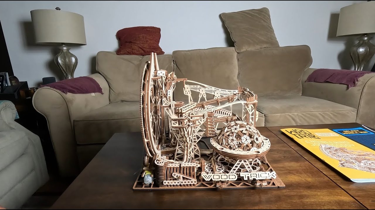 Wood Trick Marble Run Puzzle assembly Completed for Operation