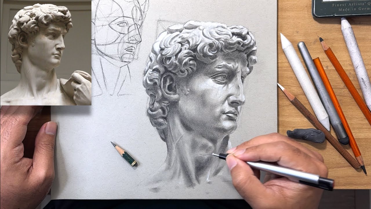Drawing Michelangelo's David Step-by-Step - SinArty