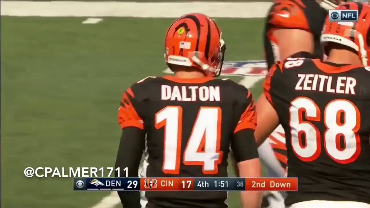 Andy Dalton vs Broncos week 3 2016 206 YD's Passing 40 YD's rushing