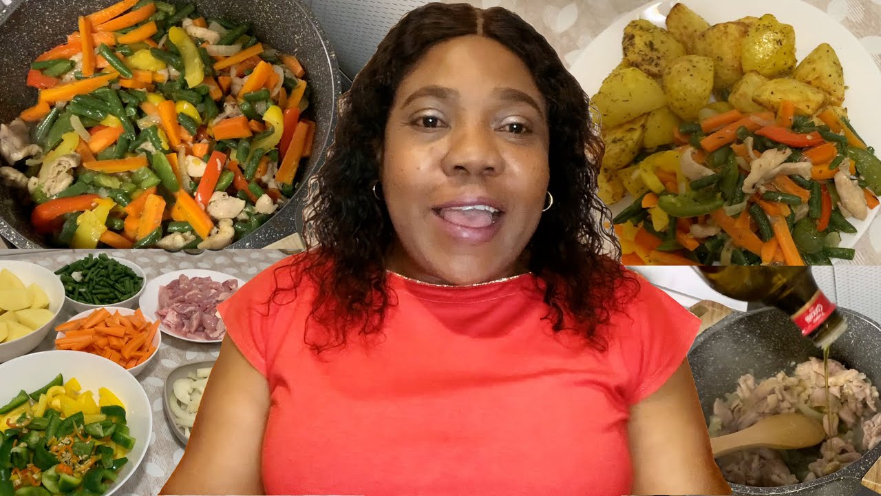⁠EASY GRILLED potatoes, mixed veggies and chicken sauce (Crispy outside, Fluffy inside!)
