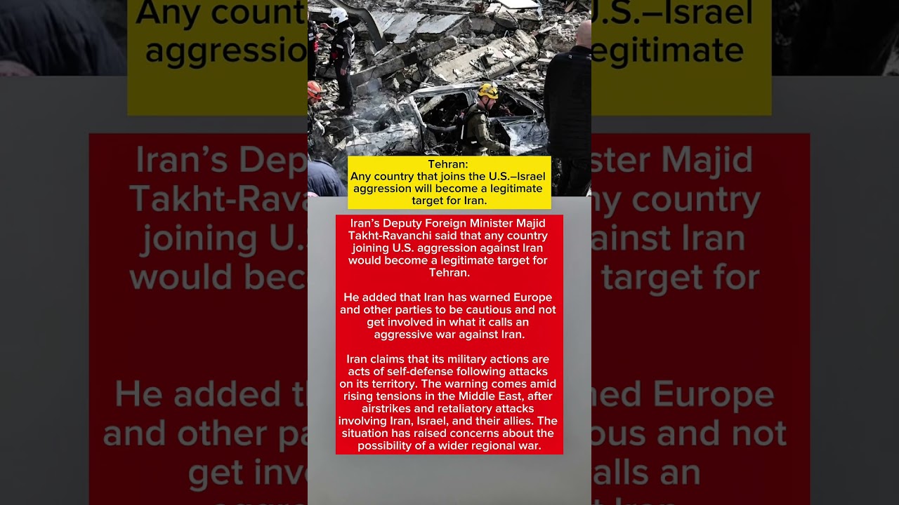 Iran Warns: Any Country Joining U.S.&ndash;Israel Attacks Will Become a Target
