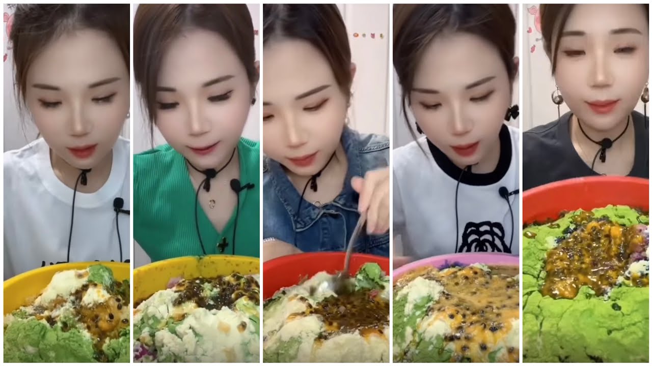 ASMR/SHAVED ICE WITH BARLEY POWDER AND PASSION FRUIT/ ASMR ICE EATING