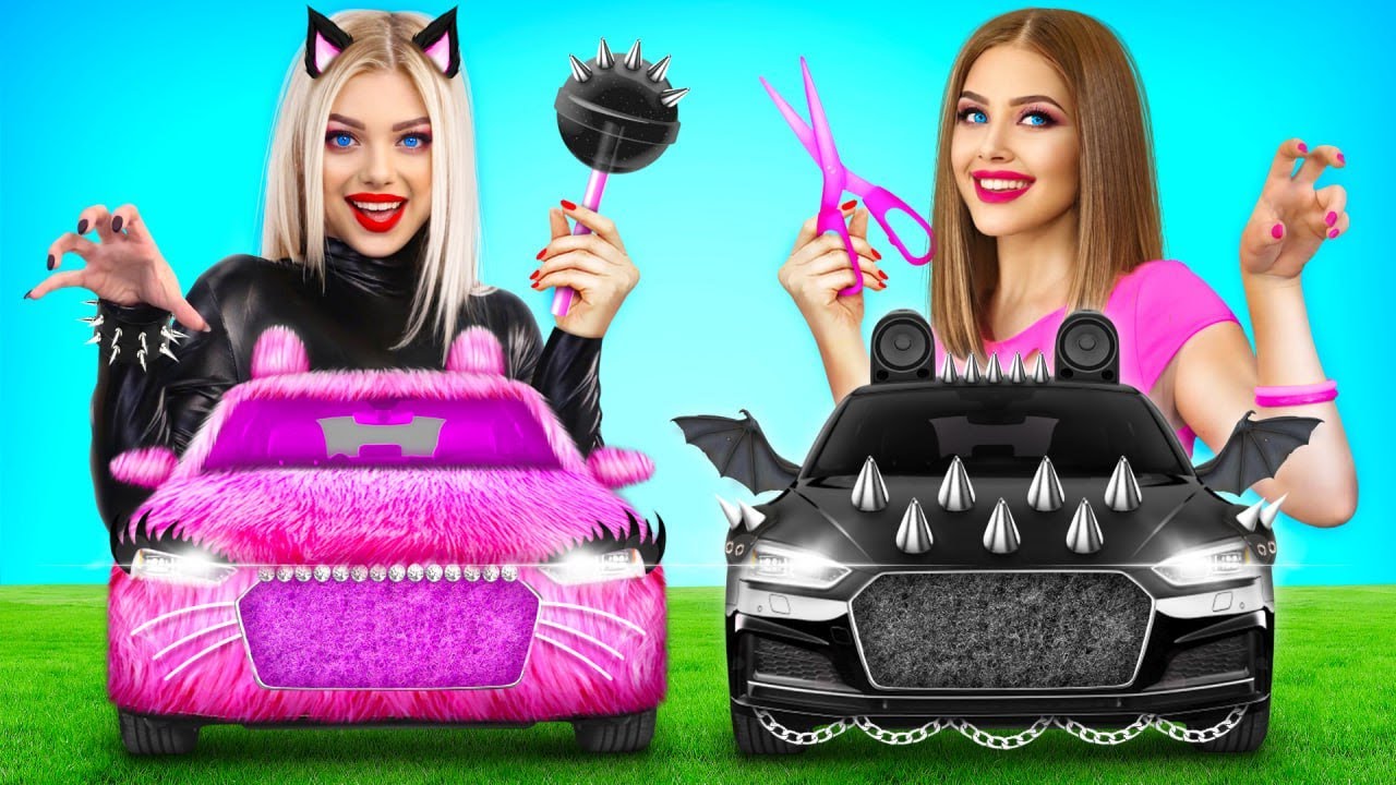Pink vs Black Food Challenge | One Color Cake Decorating by RATATA COOL