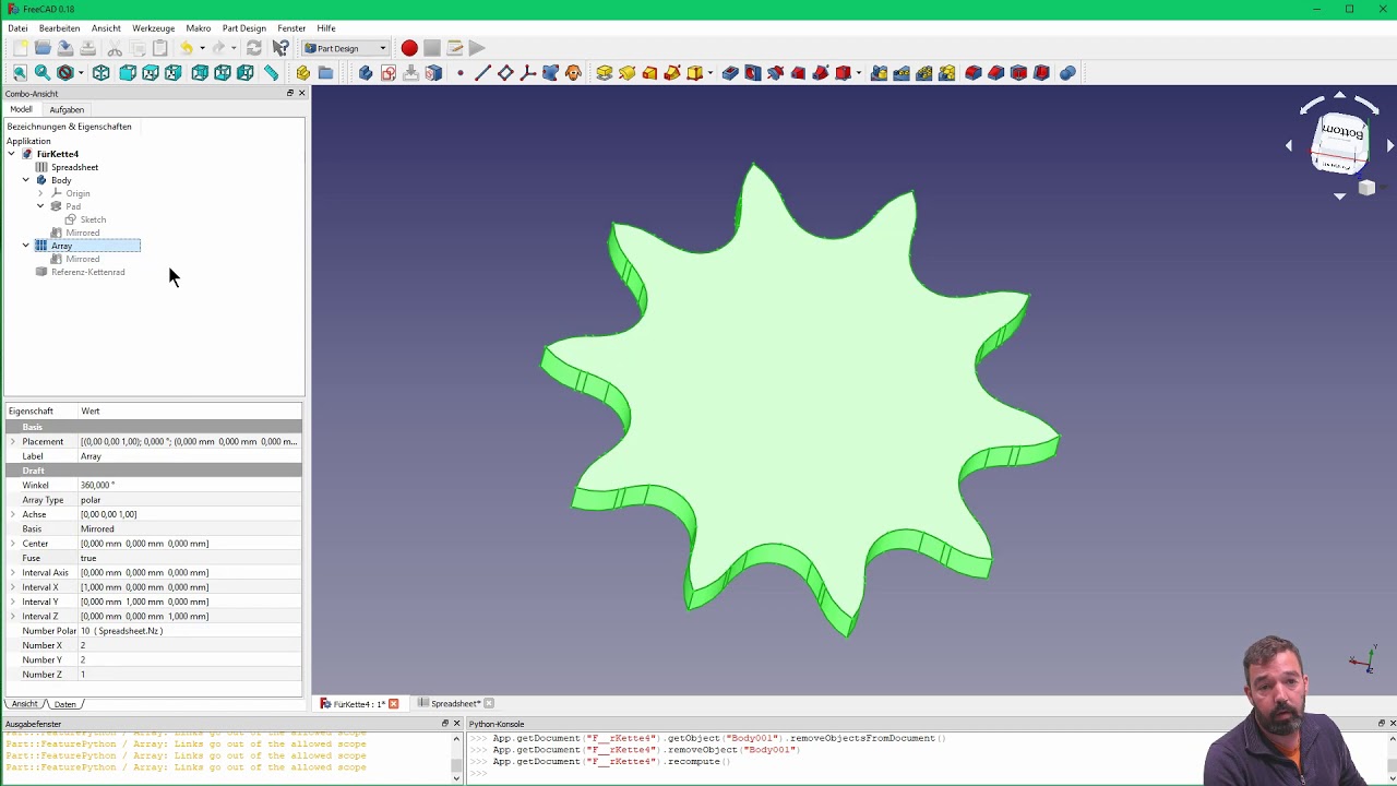 Kettenrad mit FreeCAD (parametrisch)