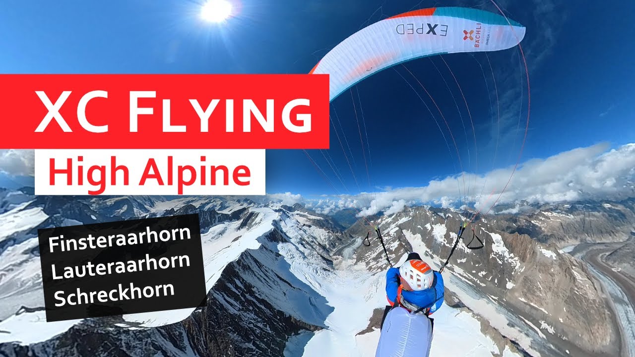 XC Paragliding  | Flug über die 4000er im Wallis & Berner Oberland  |  Finsteraarhorn, Schreckhorn