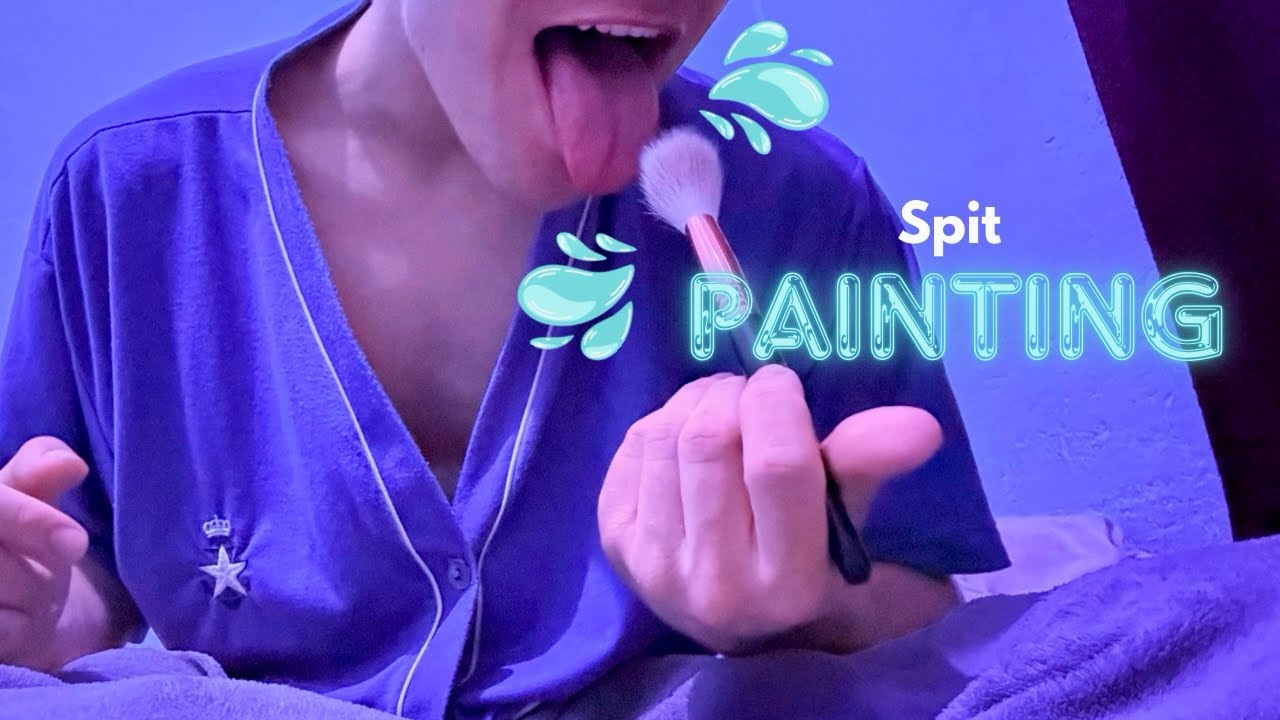 ASMR: INTENSE SPIT PAINTING WITH A BRUSH 