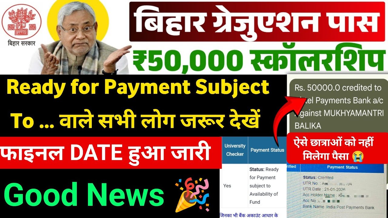 🔴Good News 🎉 Ready For Payment Subject To Availability of fund | final Date | Graduation Scholarship