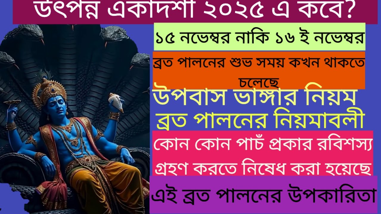 Utpanna Ekadashi 2025 Tithi Time/2025 উৎপন্ন একাদশী কবে পালন হচ্ছে? আর কখন পারণের সময়?