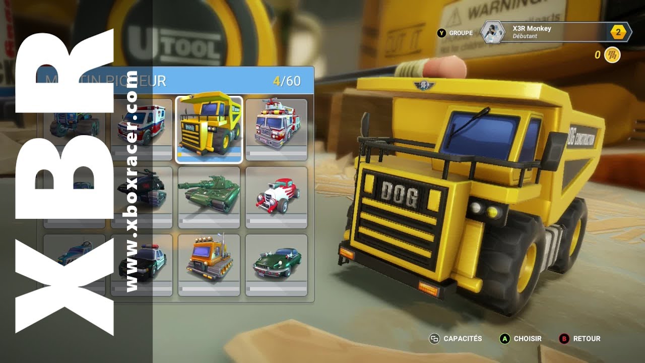 Micro Machines World Series: Liste des Voitures/Pouvoirs/Skins