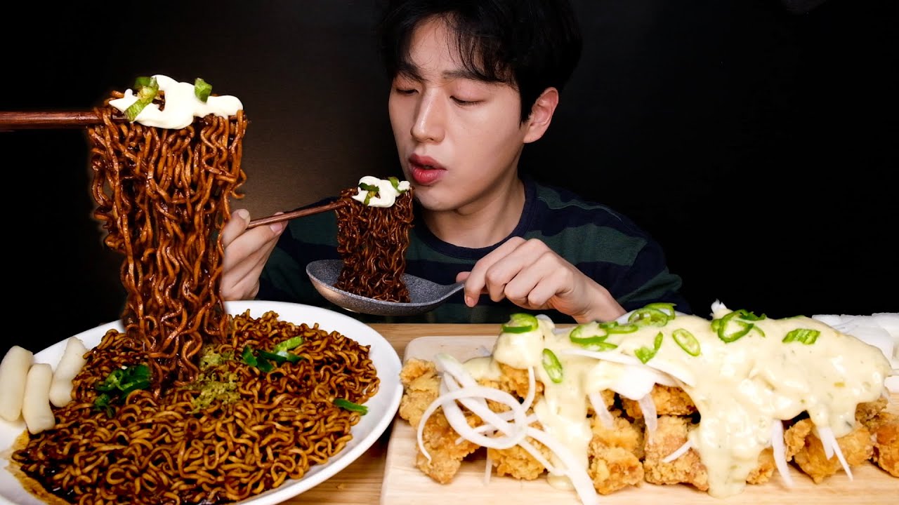 네네치킨 순살청양마요치킨 불타는 고추짜장 먹방 FRIED CHICKEN & BLACK BEAN NOODLES Eating Sounds MUKBANG